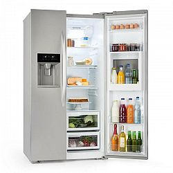 Klarstein Grand Host XXL, chladnička s mrazničkou, 550 litrov, dávkovač ľadu a vody, A+, strieborná farba