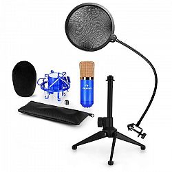 Auna CM001BG mikrofónová sada V2 - kondenzátorový mikrofón, mikrofónový stojan, pop filter, modrá farba