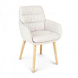 Besoa Doug, čalúnená stolička, penová výplň, 100 % polyester, drevené nohy, krémová