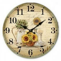 Nástenné hodiny Sunflower, pr. 34 cm, drevo